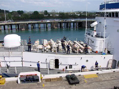 Maritime vessel with seized cocaine 