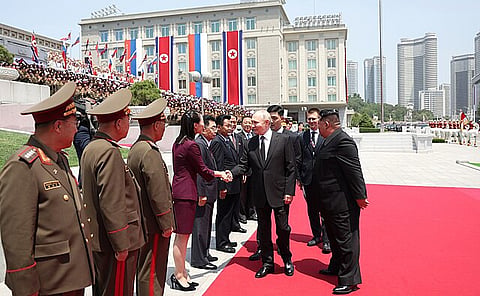 Vladimir Putin meets Kim Yo Jong in Pyongyang, 2024.