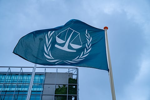 International Criminal Court flag at The Hague, 23 July 2024.