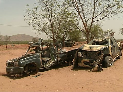 Two Boko Haram vehicles which have been destroyed by the Cameroonian military in December 2018. (For illustrative purposes only)