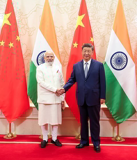 Indian Prime Minister Narendra Modi meets Chinese President Xi Jinping at the SCO summit in Tianjin, China on August 31, 2025.