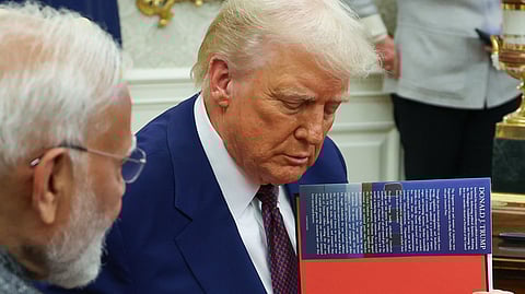 President Donald Trump and Indian Prime Minister Narendra Modi at the White House on February 13, 2025.