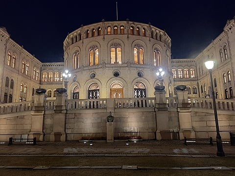 A view of Norway's parliament in Oslo, 15 January 2020.