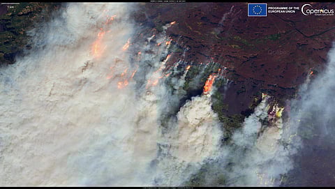 This image, acquired by one of the Copernicus Sentinel-2 satellites on 28 June 2023, shows the trail of destruction left by the wildfires in Quebec.