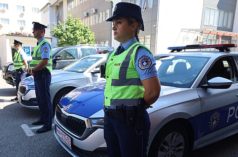 Kosovo Police at the U.S. Embassy in Pristina, 2023.