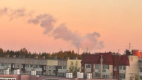 Plumes of smoke billow over Tosno's skyline, a St. Petersburg suburb.