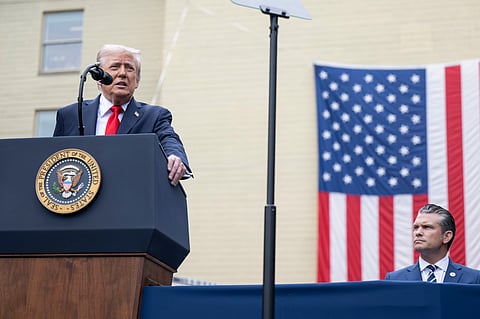 President Donald J. Trump delivers remarks during the 24th 9/11 Pentagon Observance Ceremony at the Pentagon, Washington, D.C., Sept. 11, 2025.