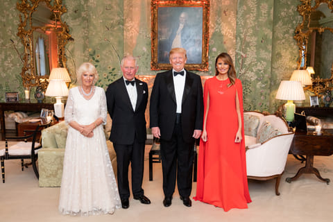 President Donald J. Trump and First Lady Melania Trump pose for a photo with Britain’s Prince of Wales and the Duchess of Cornwall Tuesday, June 4, 2019, at Winfield House in London.