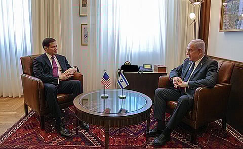 Secretary Marco Rubio meets with Israeli Prime Minister Benjamin Netanyahu in Jerusalem, Israel, September 15, 2025.