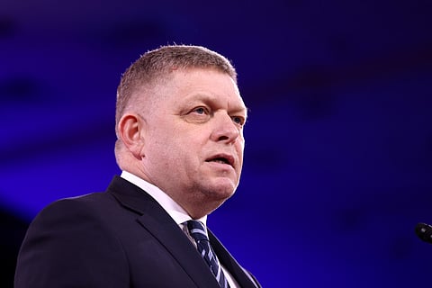 Prime Minister of Slovakia Robert Fico speaking at the 2025 Conservative Political Action Conference (CPAC) at the Gaylord National Resort & Convention Center in National Harbor, Maryland.