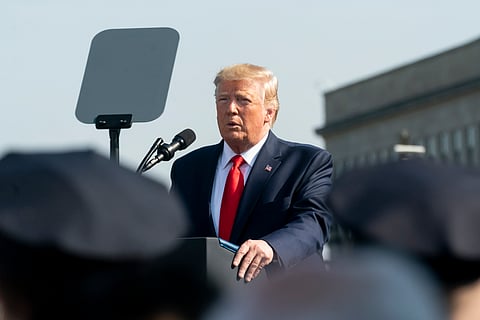 President Donald J. Trump delivers remarks at a September 11th Pentagon Observance Ceremony Wednesday, Sep.11, 2019, at the Pentagon in Arlington, Va.
