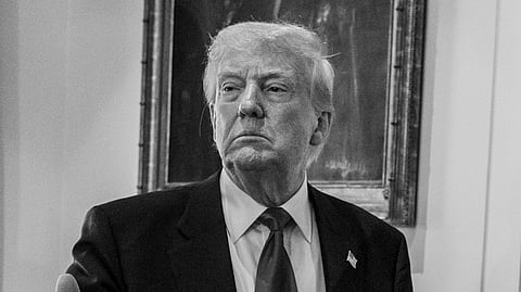 President Donald Trump bids farewell after a Cabinet meeting, Wednesday, April 30, 2025, in the Cabinet Room.