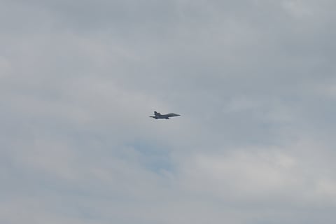 The United States Navy F/A-18F Super Hornet Rhino Tactical Demo Team at the 2024 Milwaukee Air and Water Show in Milwaukee, Wisconsin