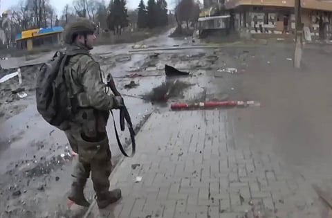 Russian troops in the recently captured city of Pokrovsk.