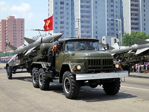 S-75 Dvina missile mounted on North Korean military truck during the Victory Day Parade, 2013.