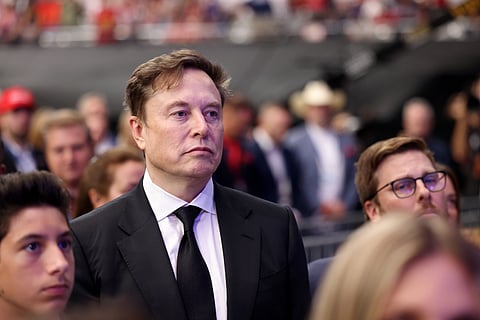Elon Musk at the Memorial for Charlie Kirk at State Farm Stadium in Glendale, Arizona.