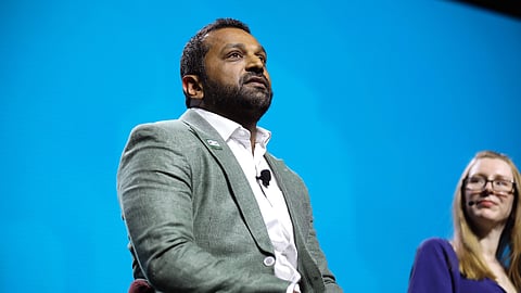 Kash Patel speaking with attendees at the 2024 FreedomFest at Caesars Forum Conference Center in Las Vegas, Nevada.