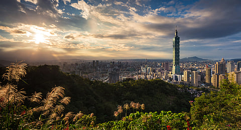Sunset over Taipei City.