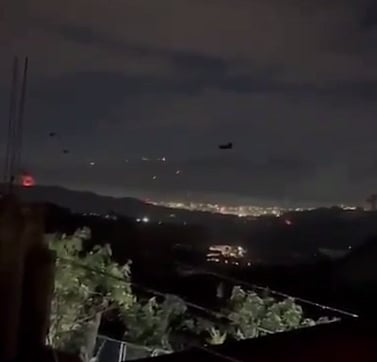 US helicopters over Caracas, Venezuela, during the operation.
