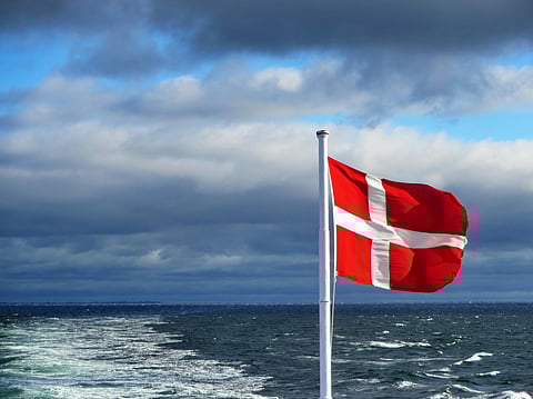 The Danish flag in the wind.
