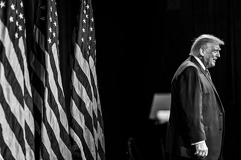 President Donald Trump delivers remarks at the Donald J. Trump - John F. Kennedy Center for the Performing Arts in Washington, D.C., Tuesday, January 6, 2026, en route the White House.