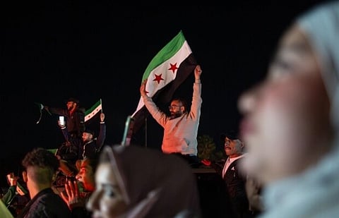 Syrians in Damascus celebrating fall of the Assad regime, December 12, 2024