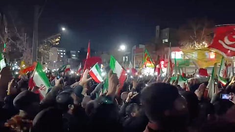 A pro-regime demonstration seen in Mashhad, Iran, on 12 January 2026.
