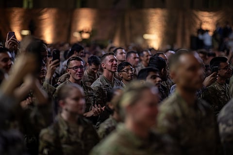 U.S. troops at Al Udeid Air Base, Thursday, May 15, 2025, in Doha, Qatar.