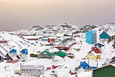 View over the town of Maniitsoq, Greenland.