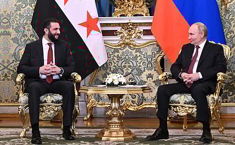 Vladimir Putin and Ahmed al-Sharaa meeting on October 15th 2025.