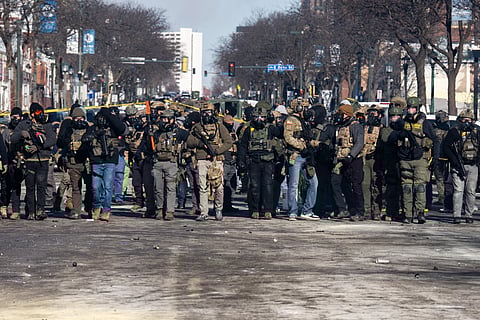 ICE and Border Patrol agents on Nicollet Avenue on January 24, 2026. 