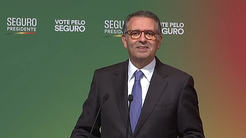António José Seguro delivers his victory speech during the first round of the 2026 Portuguese presidential election, 18 January 2026.