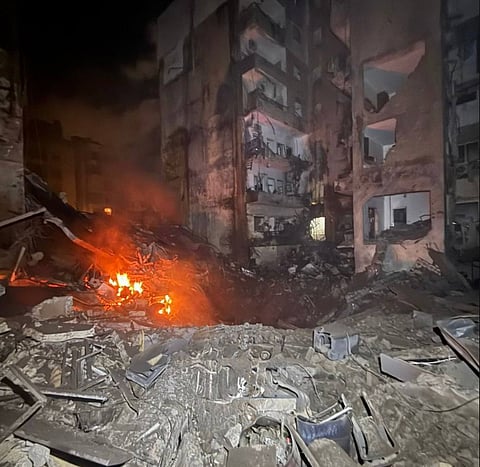 Massive destruction seen in Al-Chiyah area of Beirut's southern suburb following an Israeli airstrike.