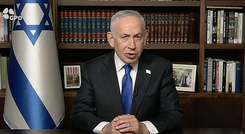 Israeli PM Netanyahu announcing the expulsion of Spanish representatives from the Kiryat Gat civil-military coordination center for Gaza ceasefire monitoring, April 10, 2026.
