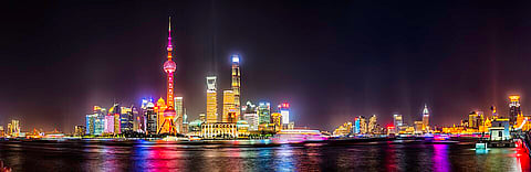 Lujiazui at night, viewed from the Bund