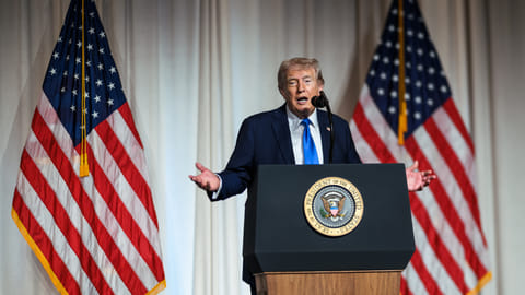 President Donald J. Trump delivers remarks at a Crypto conference at the Mar-a-Lago Club, Saturday, April 25, 2025, in Palm Beach, Florida.