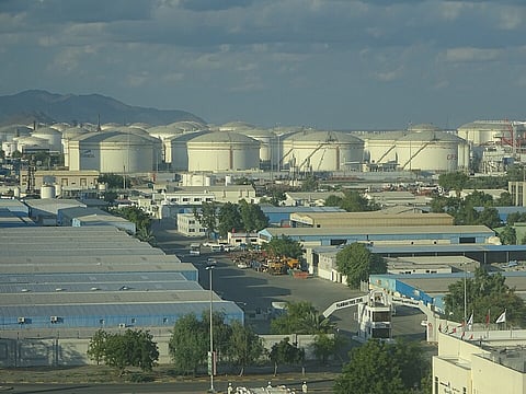 Oil tanks, Fujairah Port, Fujairah City, UAE.