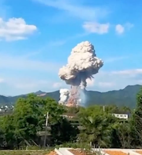 A massive explosion at the Huasheng Fireworks factory in Liuyang, Hunan province.