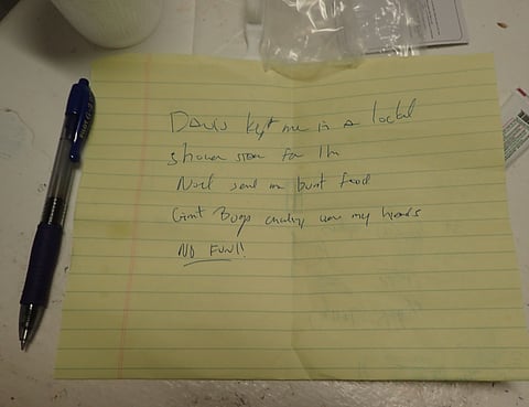 A picture of the suicide note that was found in Epstein's Cell after his death in 2019.