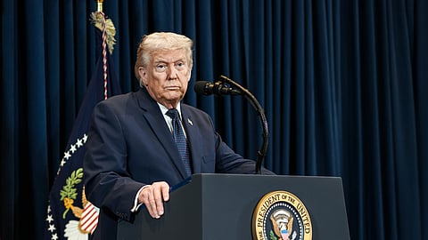 President Donald J. Trump delivers remarks at a press conference, March 9, 2026. 