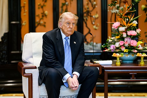 President Trump participates in a bilateral tea with Xi Jinping, Thursday, Friday, May 15, 2026, at Zhongnanhai in Beijing, China. 