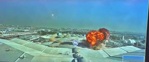 CCTV cameras captures the moment an Iranian Shahed-136 kamikaze drone struck Terminal 1 of Kuwait International Airport early in the morning on Wednesday.