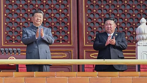 File photo: Chinese President Xi Jinping and North Korean leader Kim Jong Un attend China's Victory Day military parade in Beijing, China, September 2025.