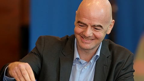 FIFA President Gianni Infantino at a Press conference in Doha. 