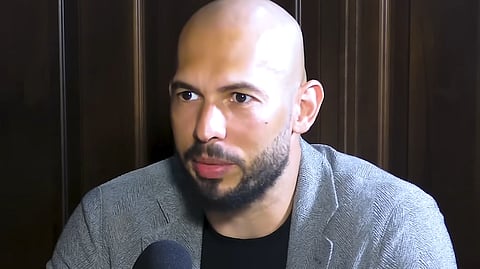 Andrew Tate on the "Anything Goes With James English" Podcast in 2023. 