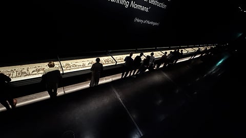 The Bayeux Tapestry in London on the opening day of the exhibition at the British Museum, September 10, 2026.