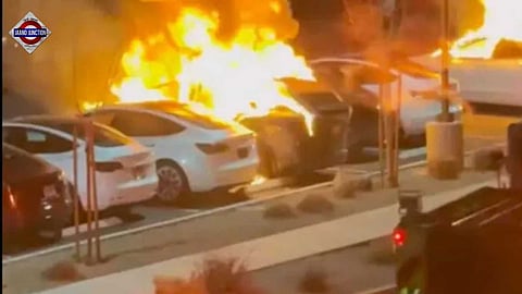 Tesla cars on fire in Las Vegas