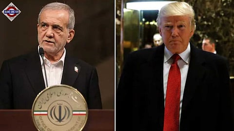 Iranian President Masoud Pezeshkian with US President Donald Trump.