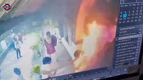 The woman set herself on fire shortly after she met with the college principal.
