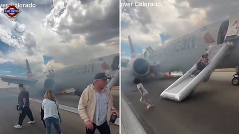 Boeing jet catches fire on runway in US